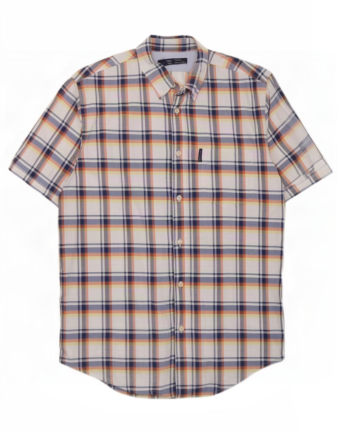 Ben Sherman Camisa de manga corta para hombre de algodón a cuadros azul grande