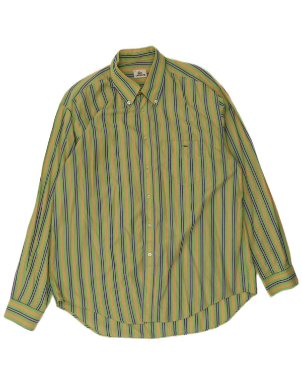 Camisa Lacoste Hombre Talla 44 XL Verde Rayas