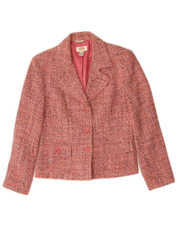 TALBOTS Chaqueta tipo blazer de 3 botones para mujer US 8, acrílico moteado rosa mediano