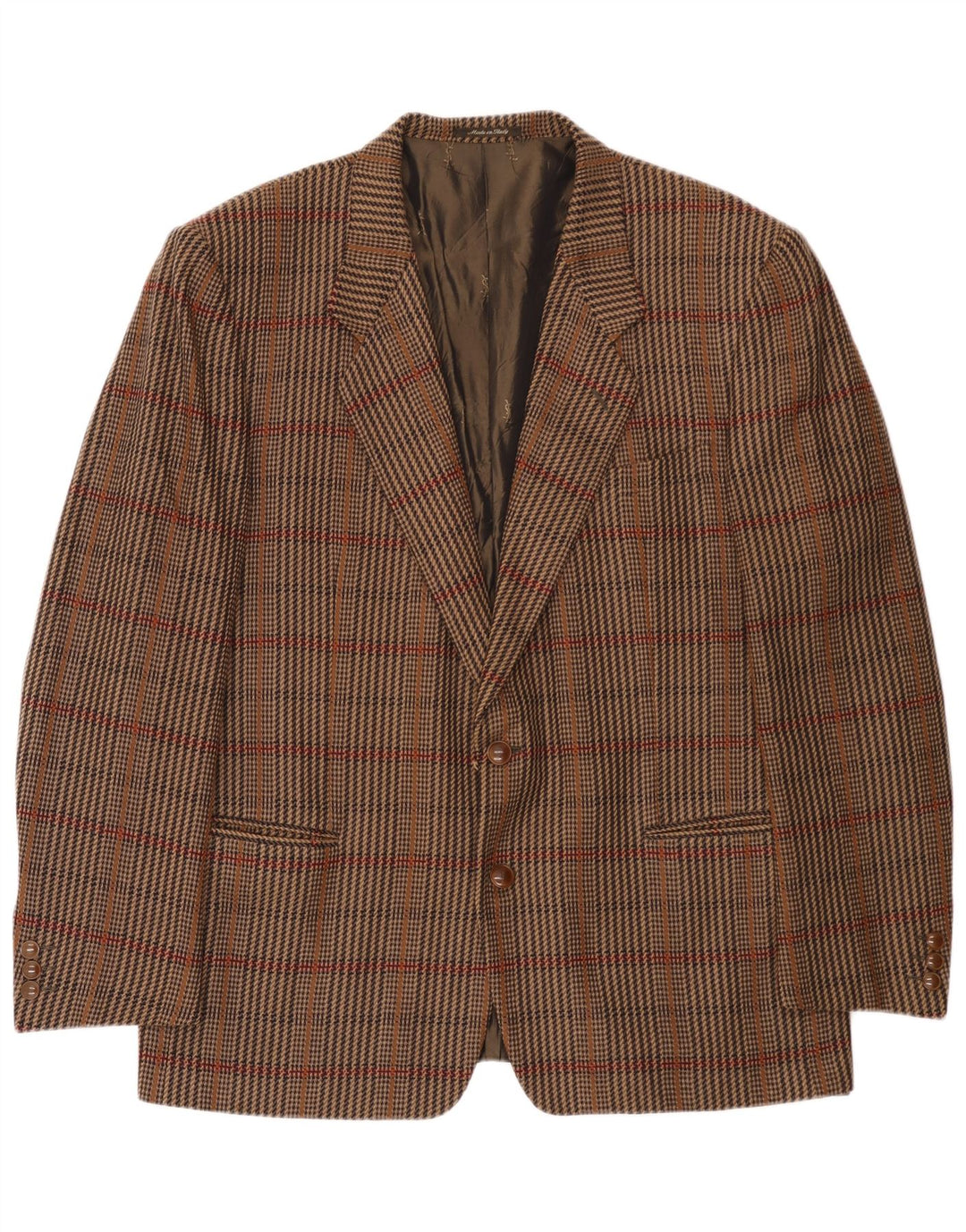 Yves Saint Laurent Chaqueta blazer de 2 botones para hombre IT 56 3XL Lana a cuadros marrón