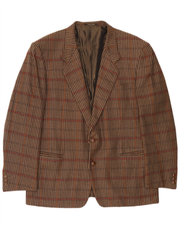 Yves Saint Laurent Chaqueta blazer de 2 botones para hombre IT 56 3XL Lana a cuadros marrón