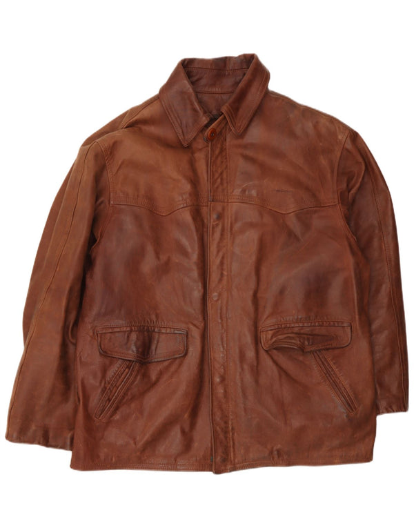 Vintage chaqueta de cuero para hombre Reino Unido 40 cuero marrón grande
