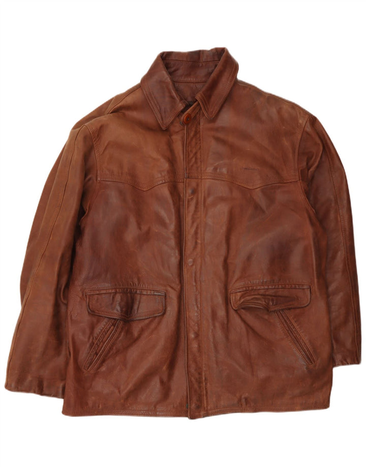 Vintage chaqueta de cuero para hombre Reino Unido 40 cuero marrón grande