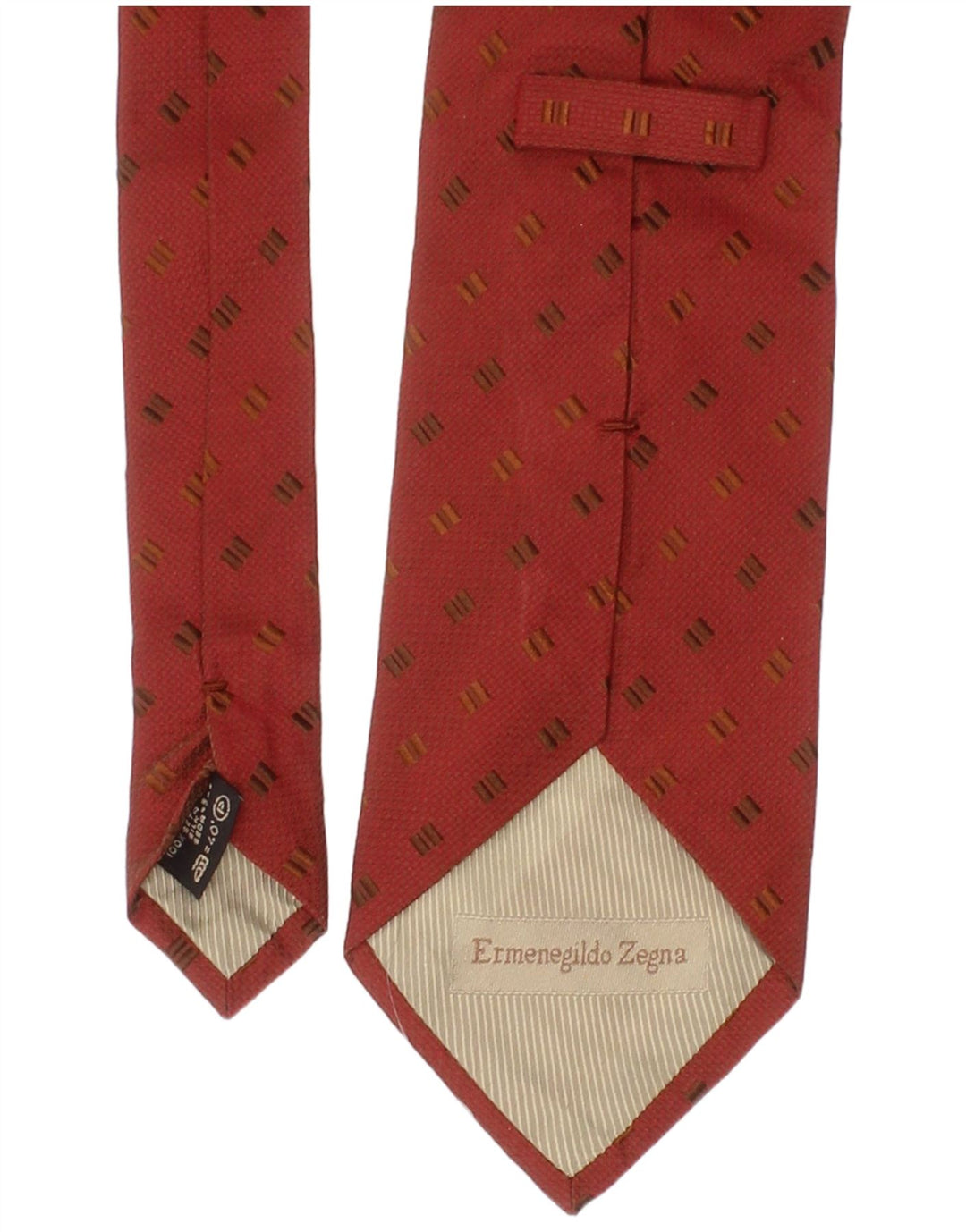 Corbata Ermenegildo Zegna para hombre talla única seda geométrica roja clásica