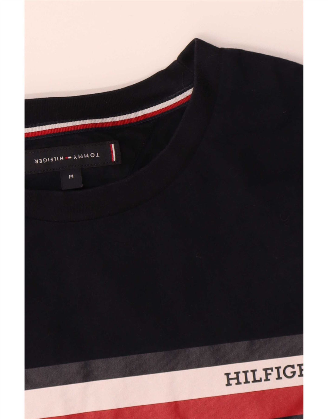 Camiseta Tommy Hilfiger Hombre Top Medium Azul Marino Rayas Algodón