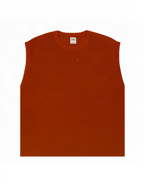 Zara Hombre Chaleco Top XL Naranja Algodón