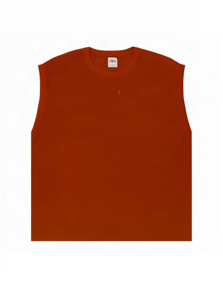 Zara Hombre Chaleco Top XL Naranja Algodón