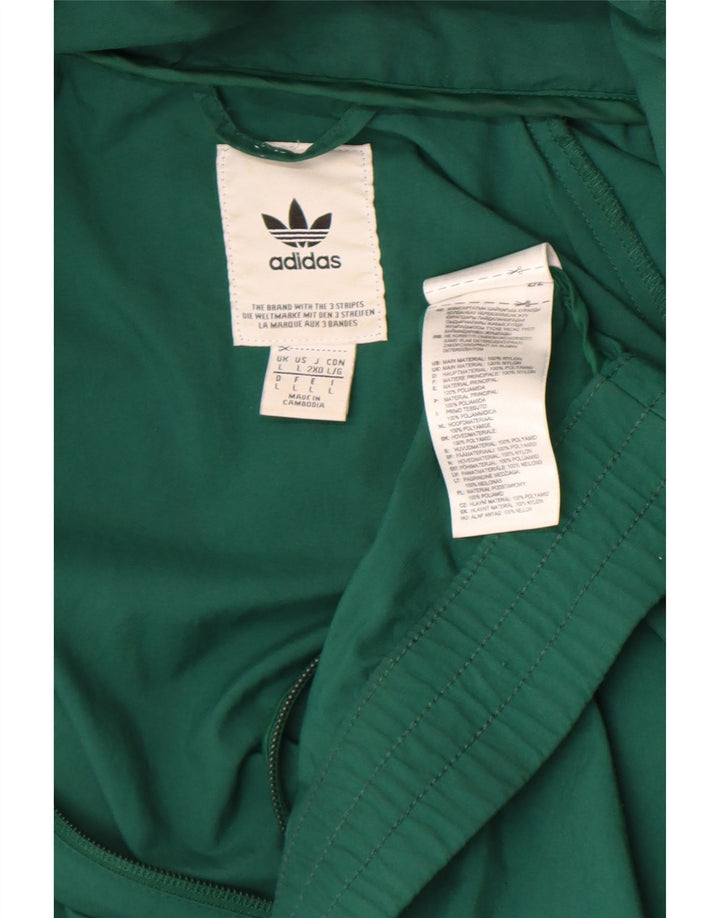 Adidas Hombre Chándal Top Chaqueta Grande Verde Colorblock Nylon