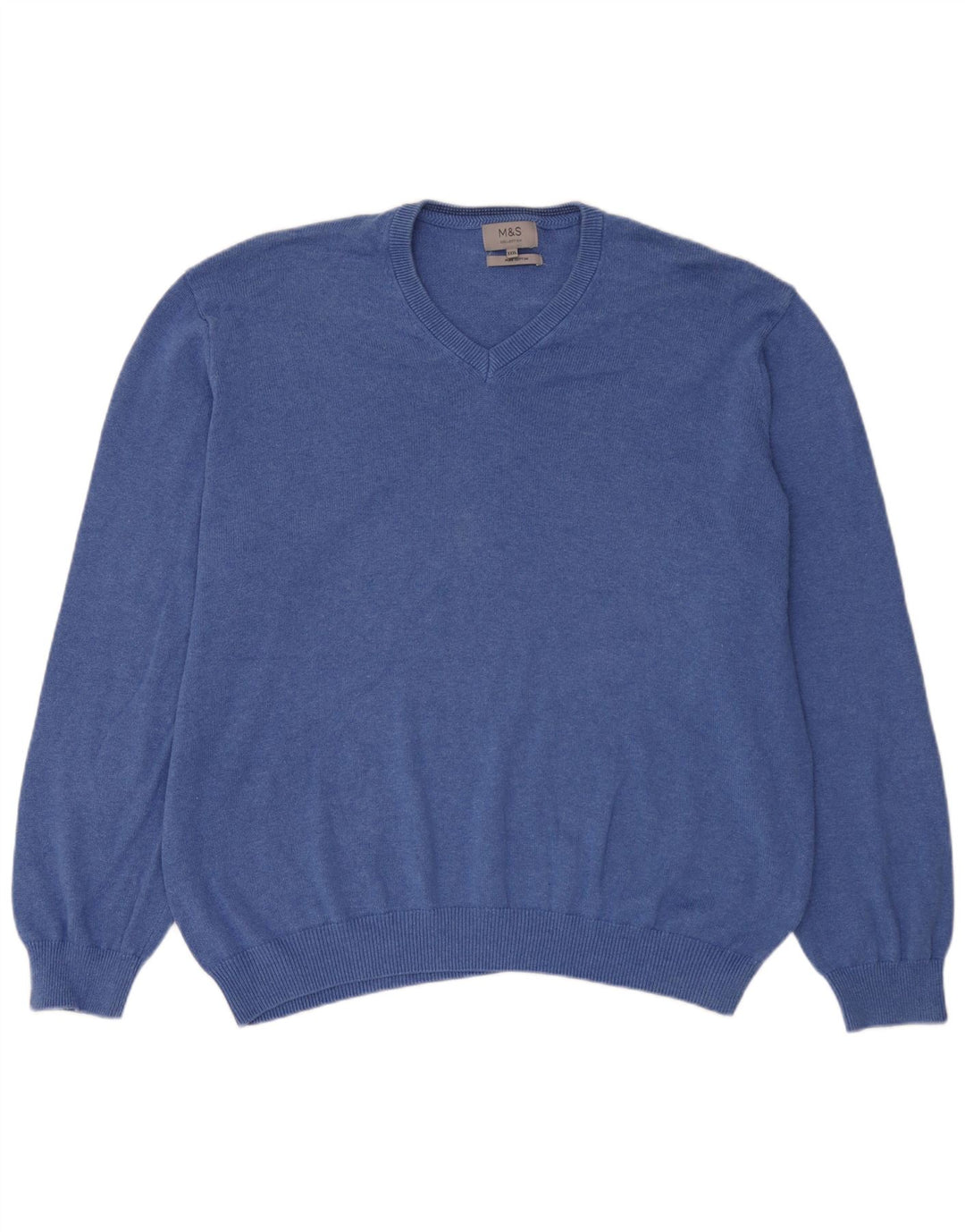 Marks & Spencer - Jersey con cuello en V para hombre, talla 3XL, algodón azul