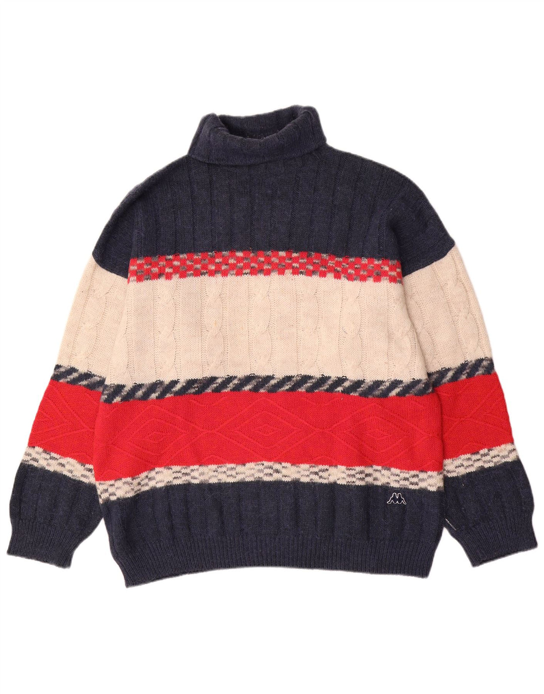 Kappa Hombre Jersey De Cuello Vuelto Jersey XL Azul Marino Colorblock Lana