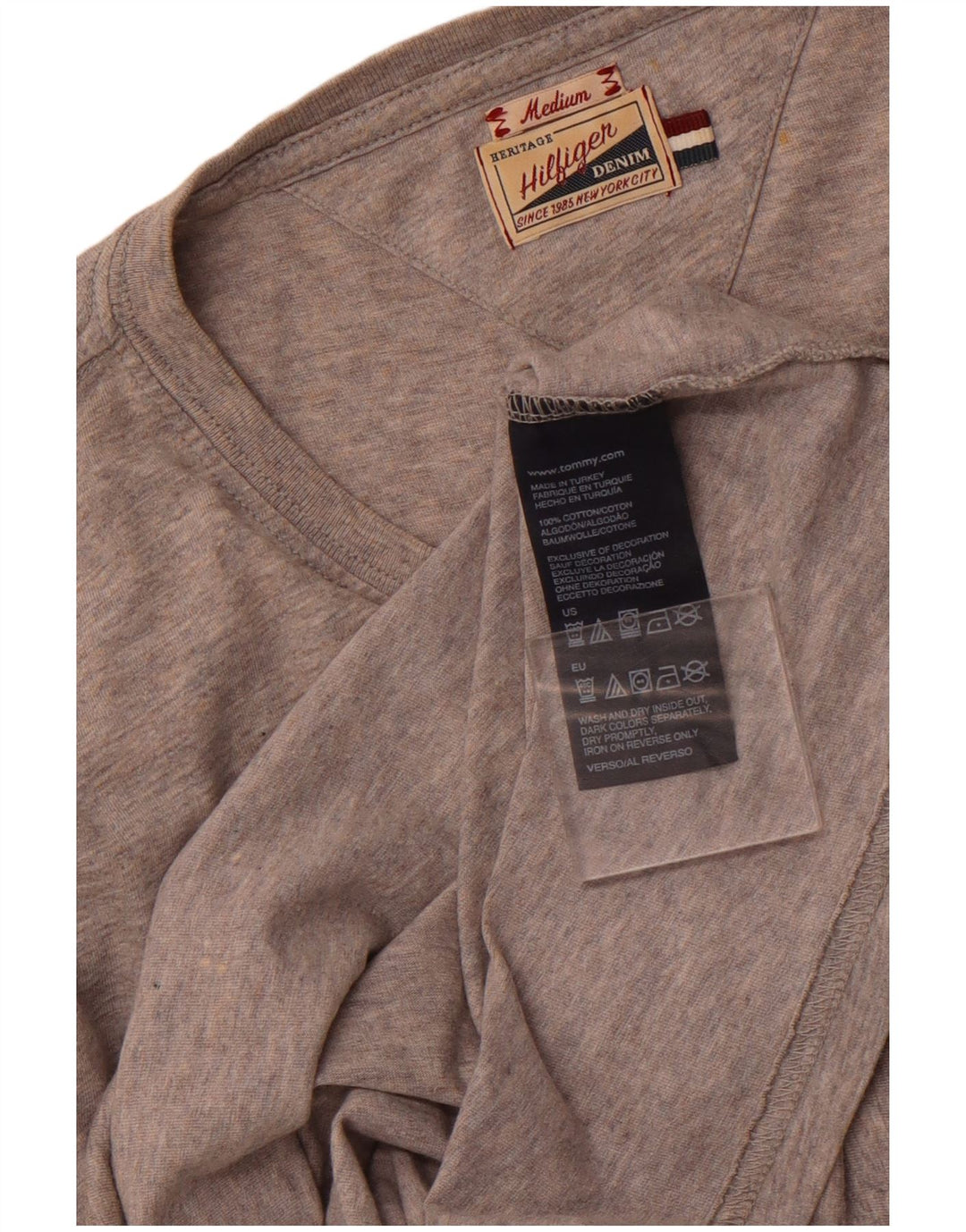 TOMMY HILFIGER Hombre Heritage Graphic Top Manga Larga Algodón Gris Medio
