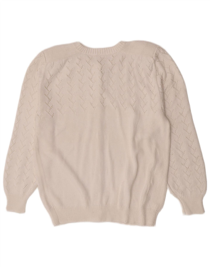 Vintage mujer Cardigan suéter Reino Unido 14 medio blanco