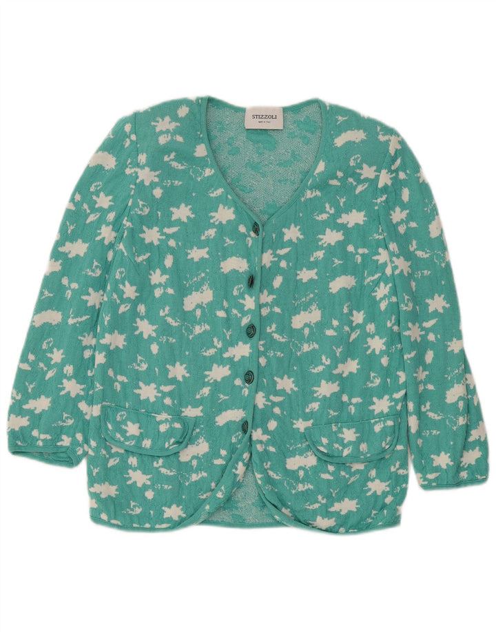 STIZZOLI Suéter tipo cárdigan con patrón abstracto para mujer UK 40 Grande Verde
