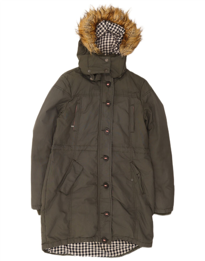 Parka con capucha para mujer Fat Face UK 10 Small Khaki Cotton