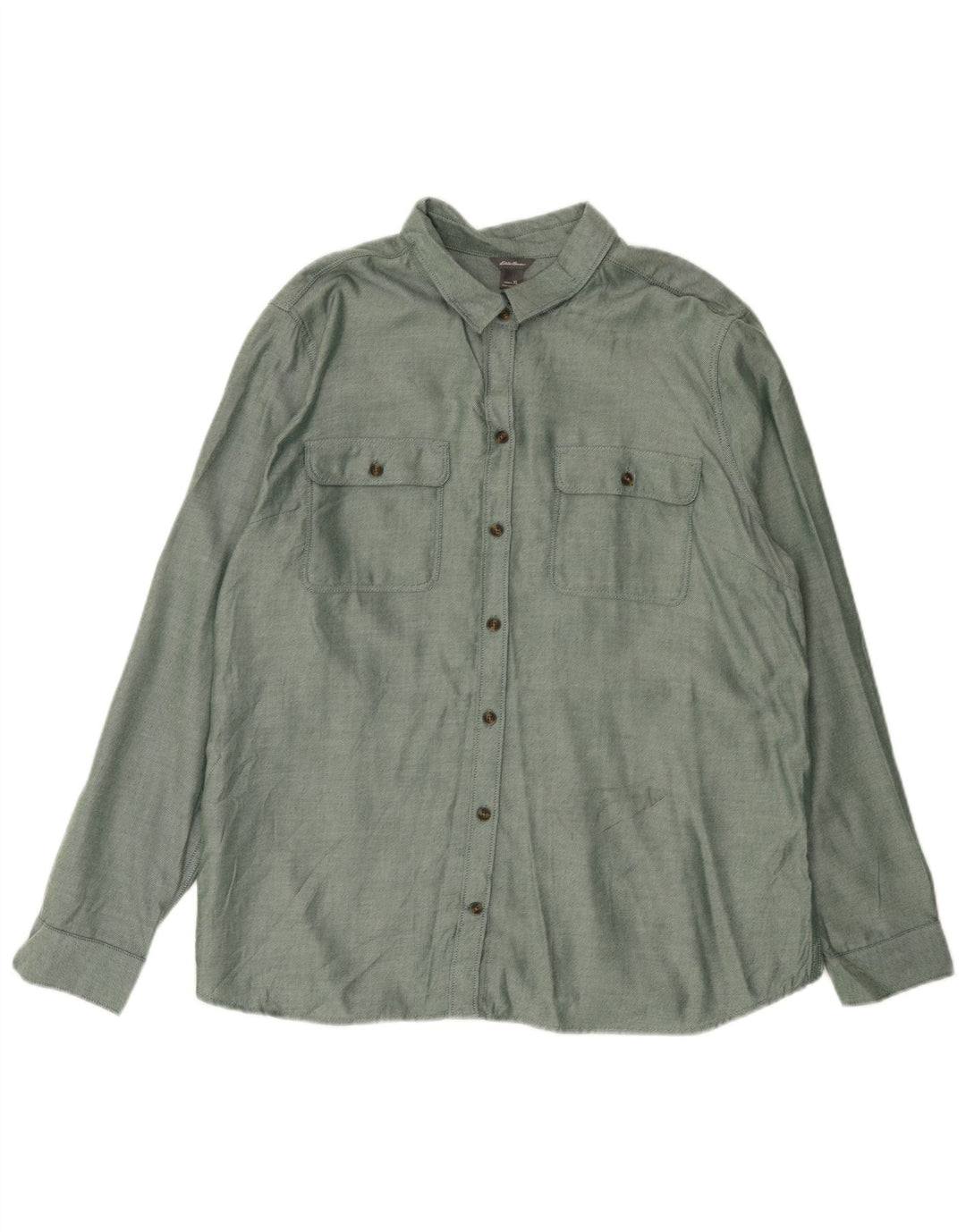EDDIE BAUER Camisa de franela extragrande para mujer UK 18 XL Algodón verde
