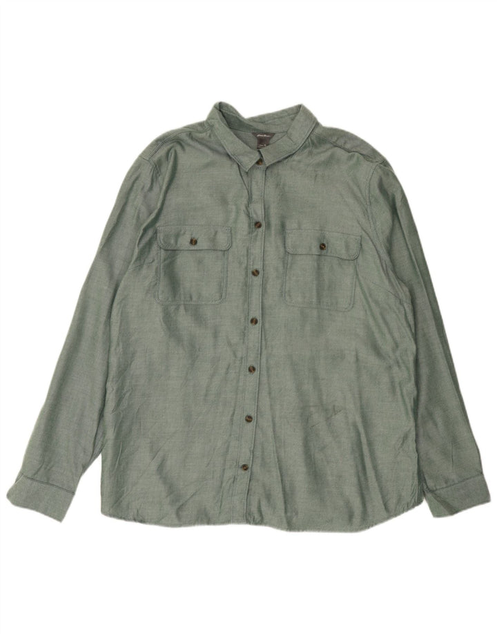 EDDIE BAUER Camisa de franela extragrande para mujer UK 18 XL Algodón verde