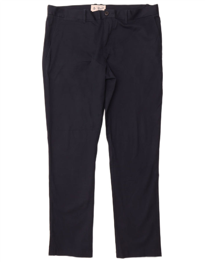 PENGUIN Pantalón chino ajustado para hombre W36 L32 Azul marino