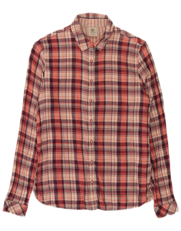 Timberland Camisa Regular Fit para Mujer UK 10 Small Red Check Cotton