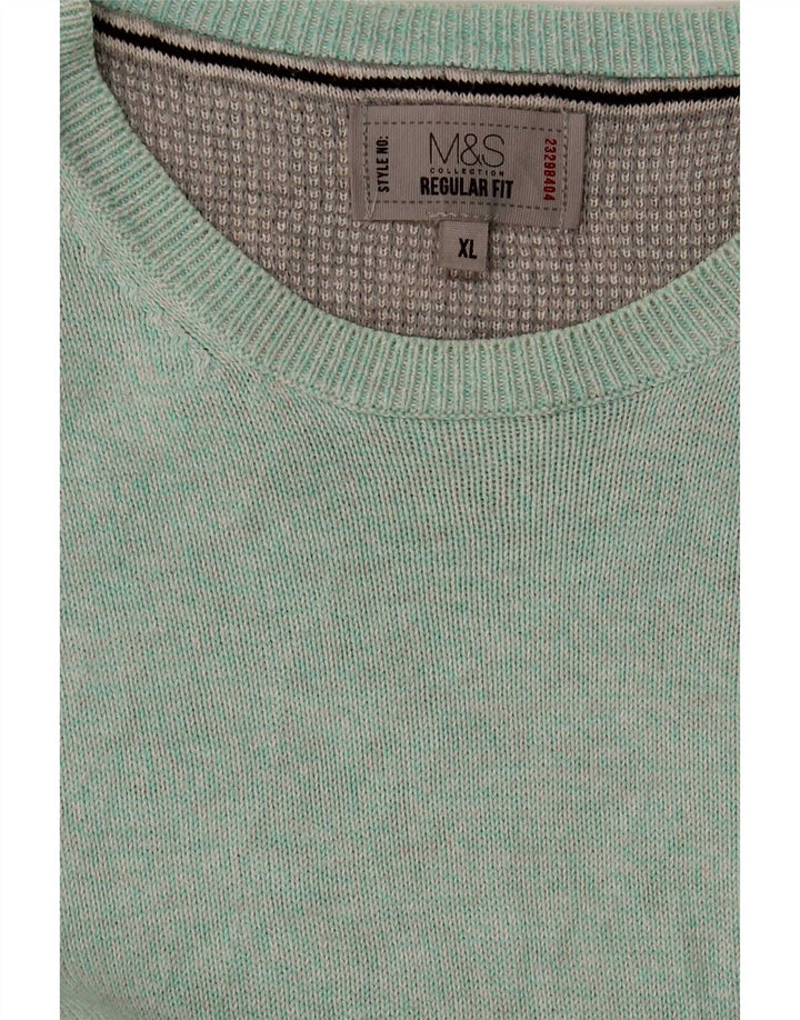Marks & Spencer Suéter tipo jersey con cuello redondo y ajuste regular para hombre XL Azul