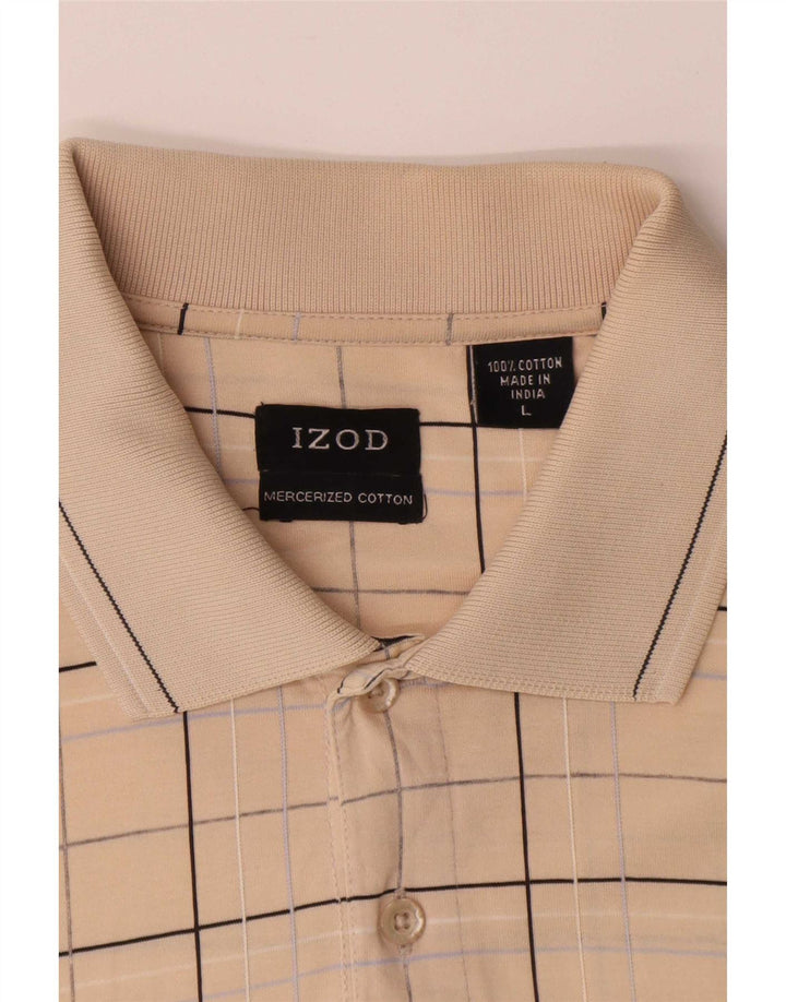 Polo Izod Hombre Algodón Cuadros Beige Grande