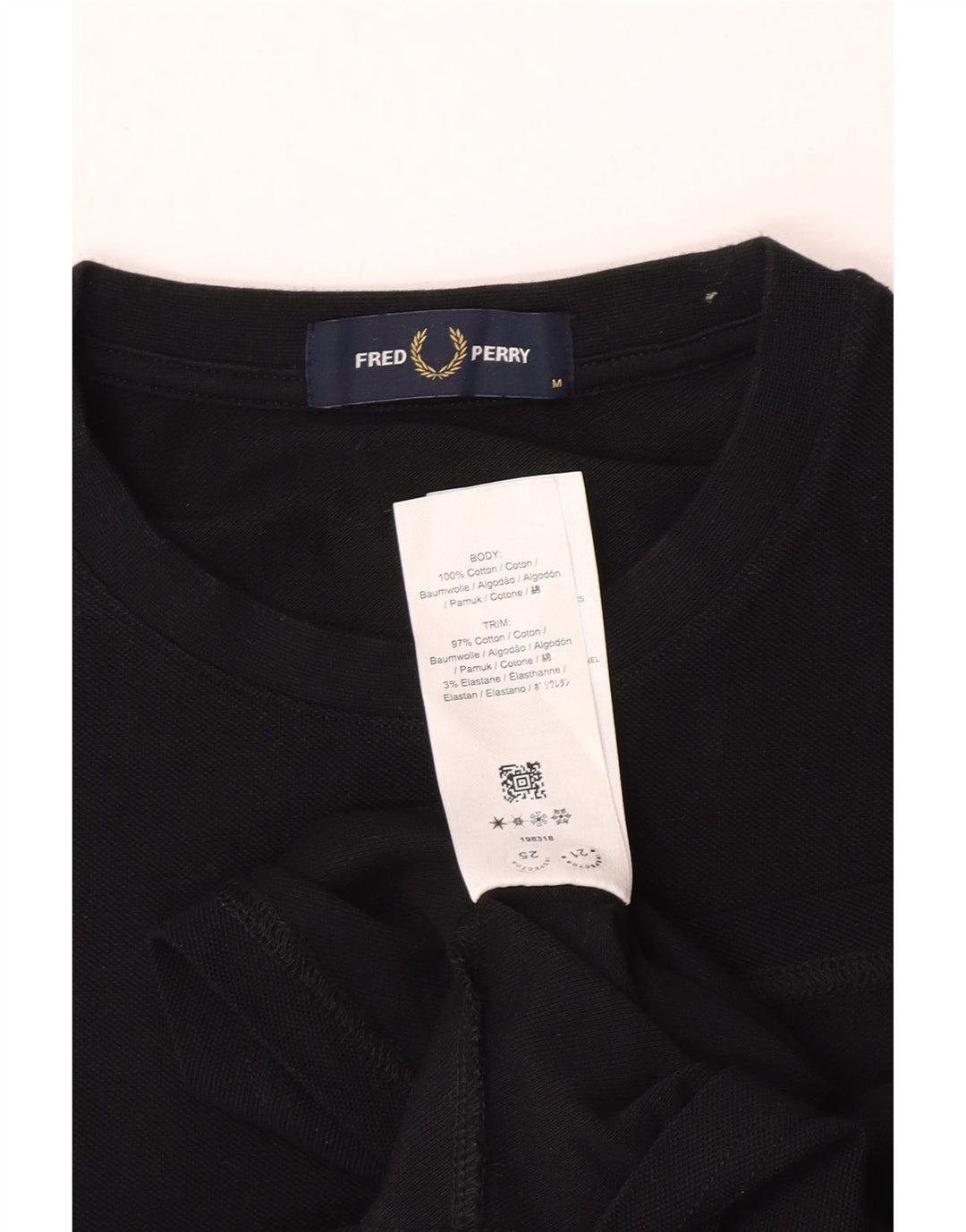 Fred Perry Hombre Camiseta Top Medium Negro Colorblock Algodón