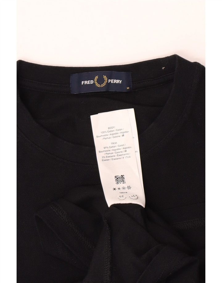 Fred Perry Hombre Camiseta Top Medium Negro Colorblock Algodón