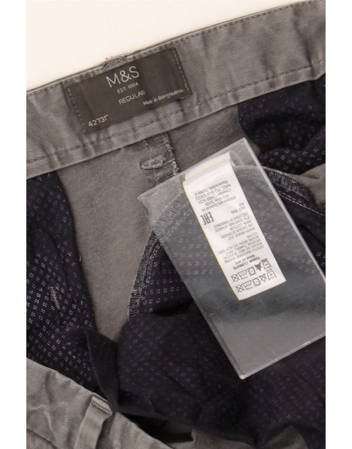 Marks & Spencer Pantalón chino de corte regular para hombre W42 L31 Algodón gris