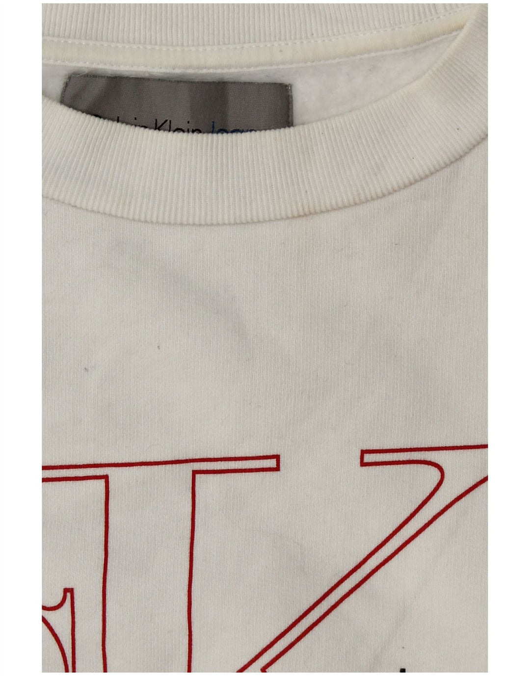 CALVIN KLEIN JEANS Sudadera con gráfico corto para mujer UK 6 XS Blanco