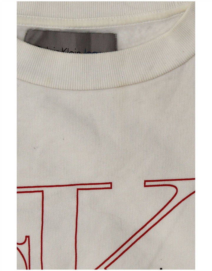 CALVIN KLEIN JEANS Sudadera con gráfico corto para mujer UK 6 XS Blanco