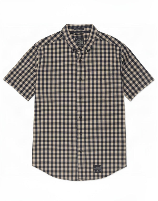 Superdry Camisa De Manga Corta Para Hombre De Algodón A Cuadros Azul Marino Grande