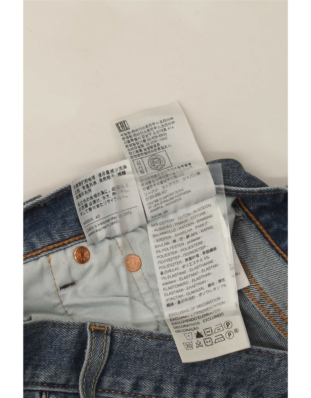 Levi's Hombre 501 Vaqueros Rectos W33 L32 Algodón Azul