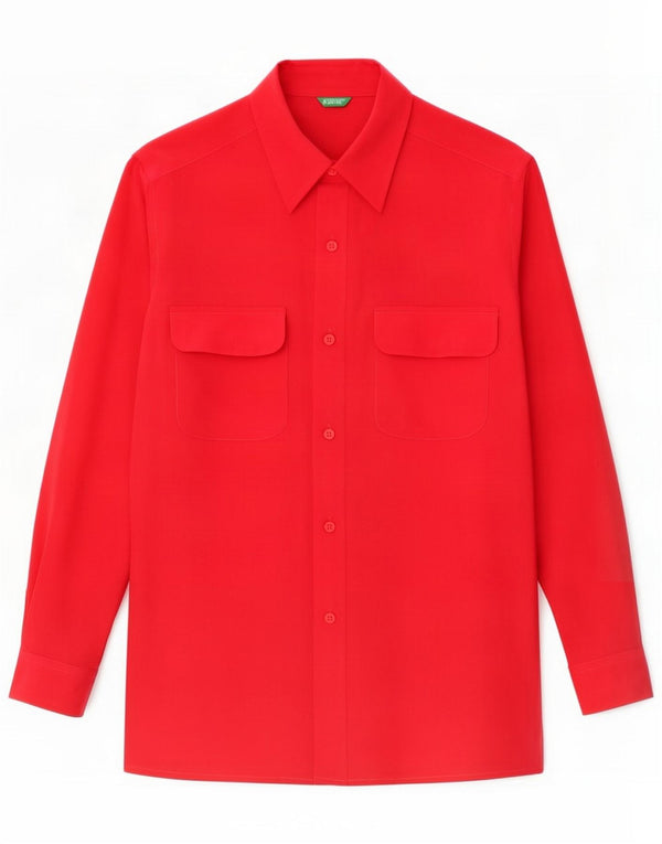 Blusa camisera extragrande para mujer Benetton UK 40 Small Red Silk