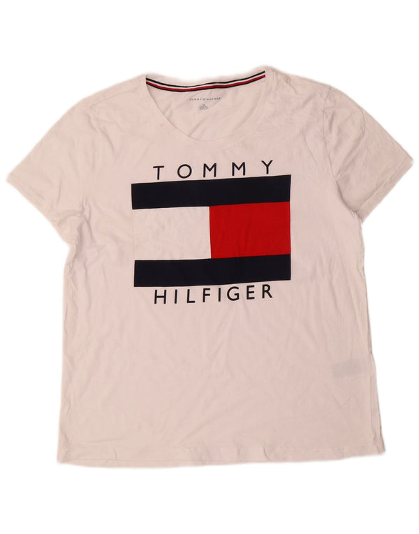 TOMMY HILFIGER Camiseta gráfica para mujer Top UK 46 Large White Cotton
