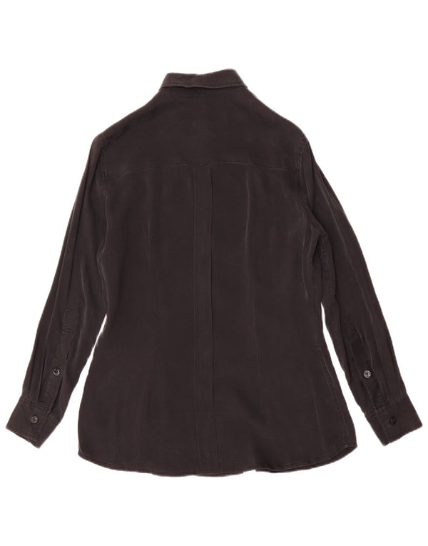 Vintage mujer camisa blusa Reino Unido 12 medio negro