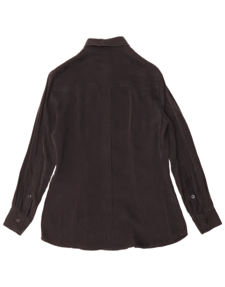 Vintage mujer camisa blusa Reino Unido 12 medio negro
