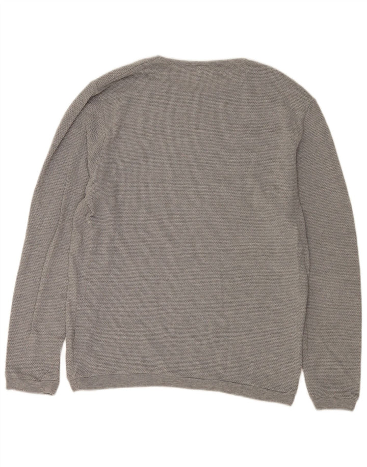Zara Hombre Jersey Cuello Redondo Jersey Grande Algodón Gris