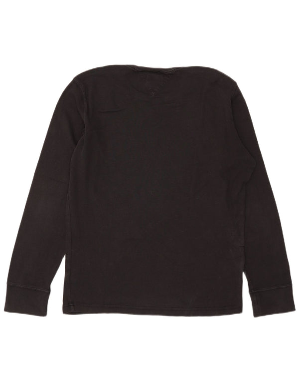 Tommy Hilfiger Camiseta para hombre de manga larga de algodón negro grande