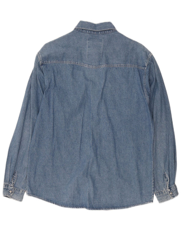 Camisa vaquera vintage para hombre Talla 44 XL Algodón azul