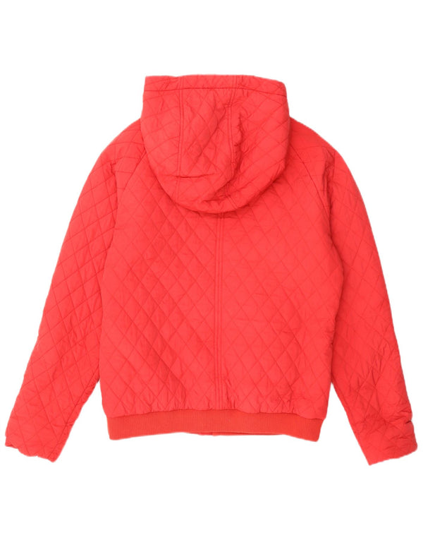 Timberland Womens Hooded Quilted Jacket UK 14 Medium Red Nylon