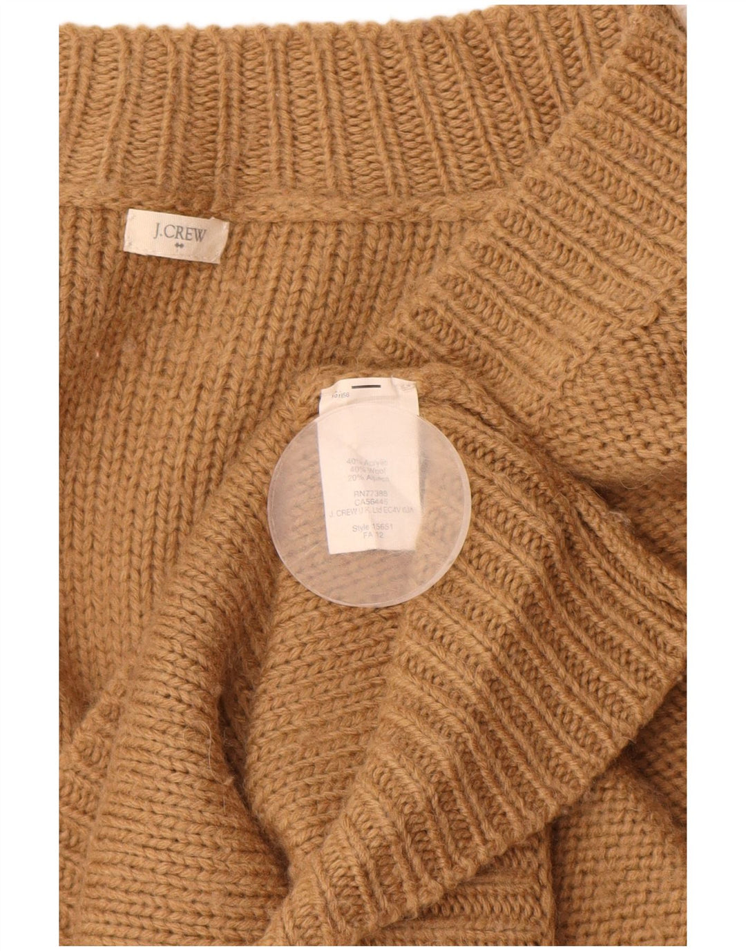 J. CREW Suéter largo con cuello en V para mujer UK 40 Medium Beige