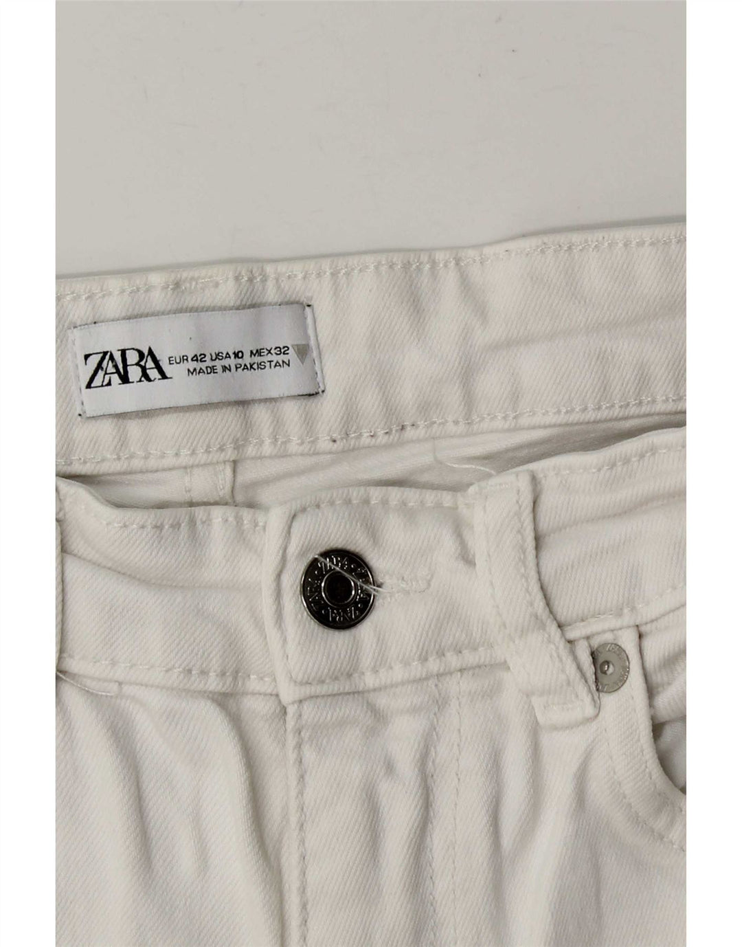 Zara Mujer Pantalones Cortos Rectos Grande W32 L25 Blanco