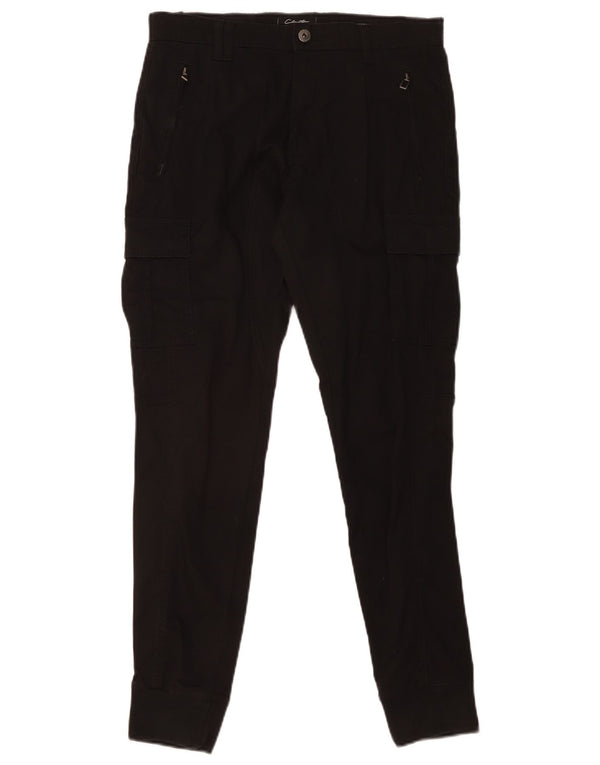 Clayton Mens Joggers Cargo Pantalones IT 46 Grande W32 L31 Algodón Negro