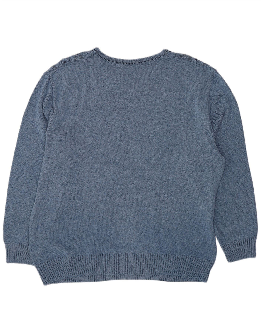 VINTAGE Hombres V-Cuello Jumper Suéter UK 44 XL Algodón Geométrico Azul