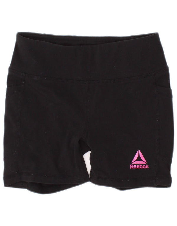 Reebok Pantalones cortos deportivos para niña 4-5 años XS Negro Poliéster