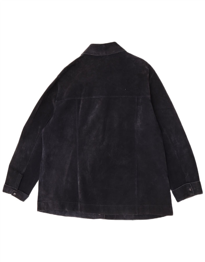 ELENA MIRO Chaqueta de ante para mujer UK 18 XL Cuero azul marino