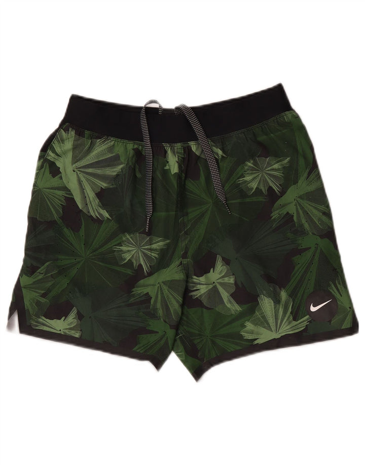 NIKE Shorts deportivos para hombre Small Green Floral Poliéster