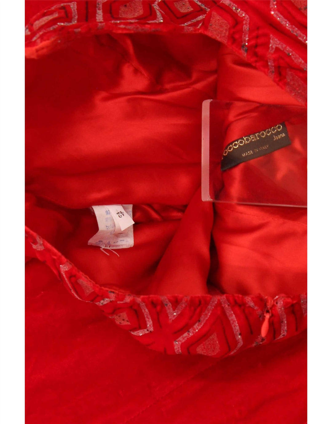 Vestido Roccobarocco Mujer Sin Tirantes IT 42 Argyle Rojo Medio/Viscosa Diamante