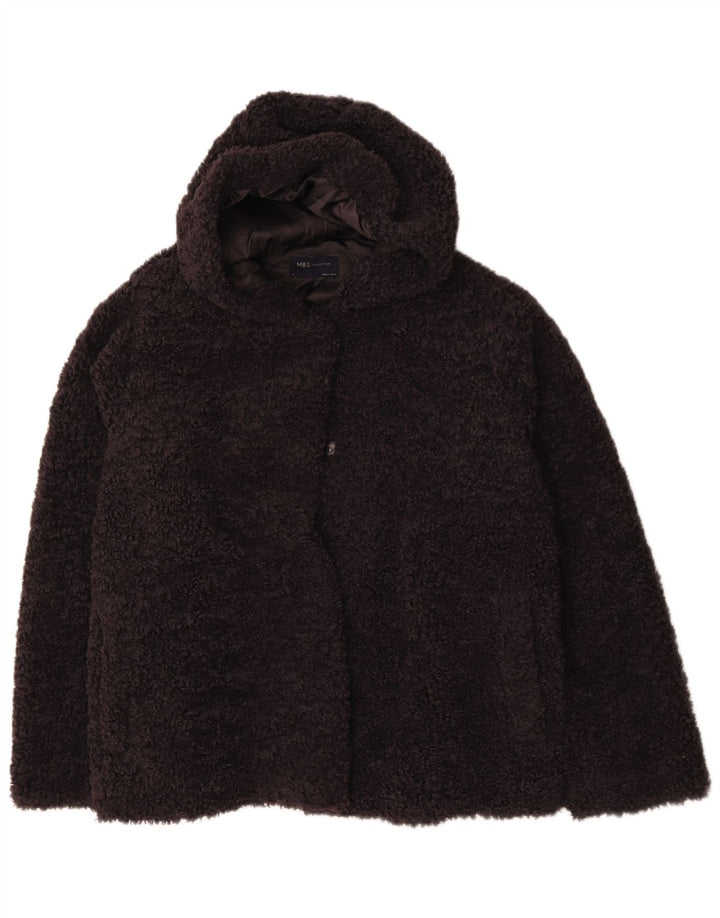 Chaqueta de forro polar con capucha para mujer Marks & Spencer Reino Unido 22 3XL Azul Marino Poliéster