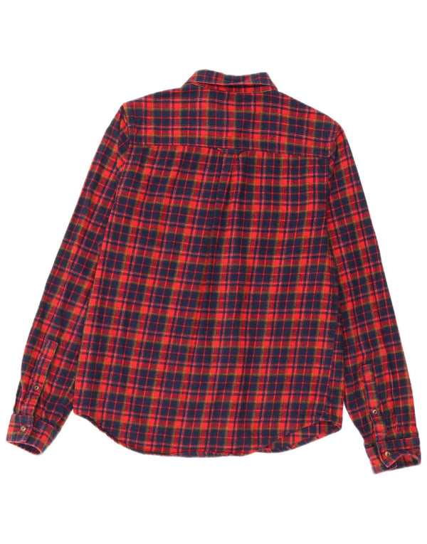 Superdry Camisa De Franela Mujer UK 8 Small Azul Marino Cuadros Algodón