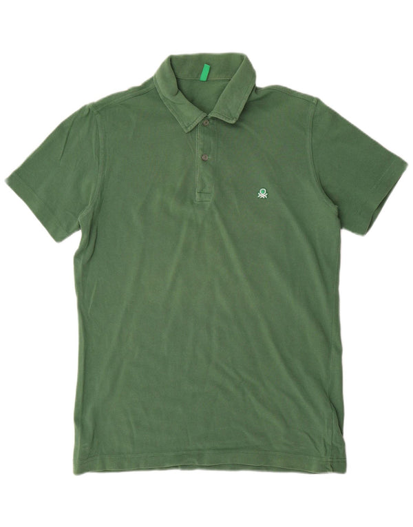 Benetton Mens Polo Shirt Medium Green Cotton